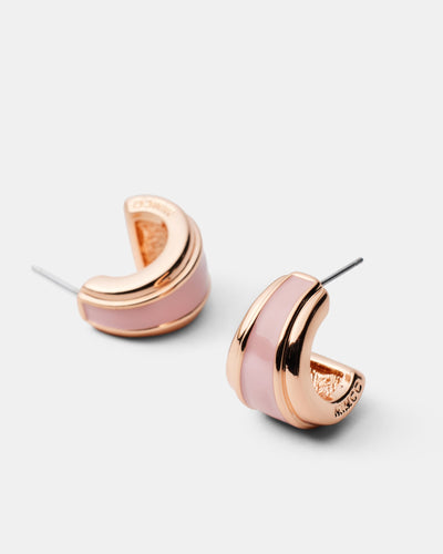 Mini Enamel Hoop Earrings - Petal