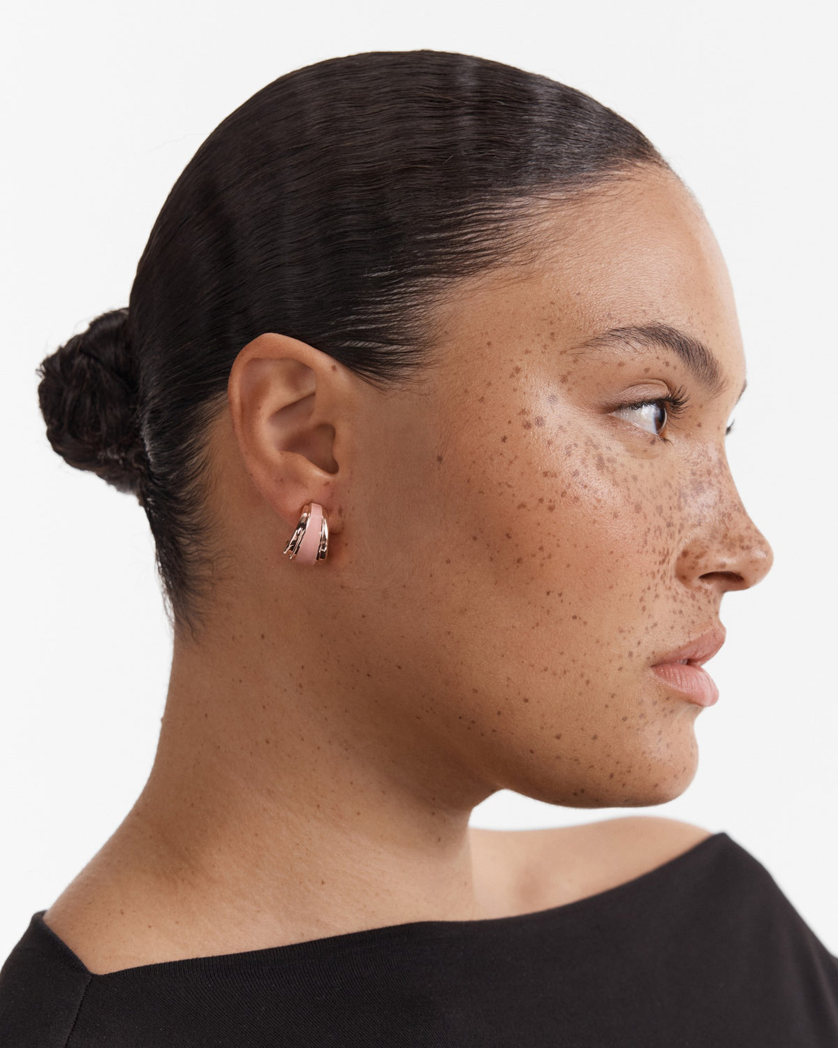 Mini Enamel Hoop Earrings - Petal