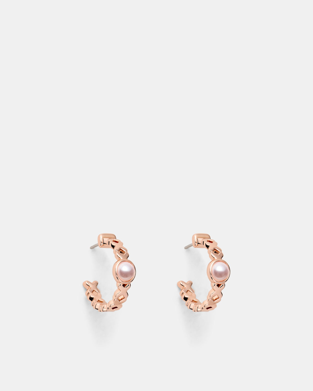 Essense Pearl Hoop Earrings - Rose Gold