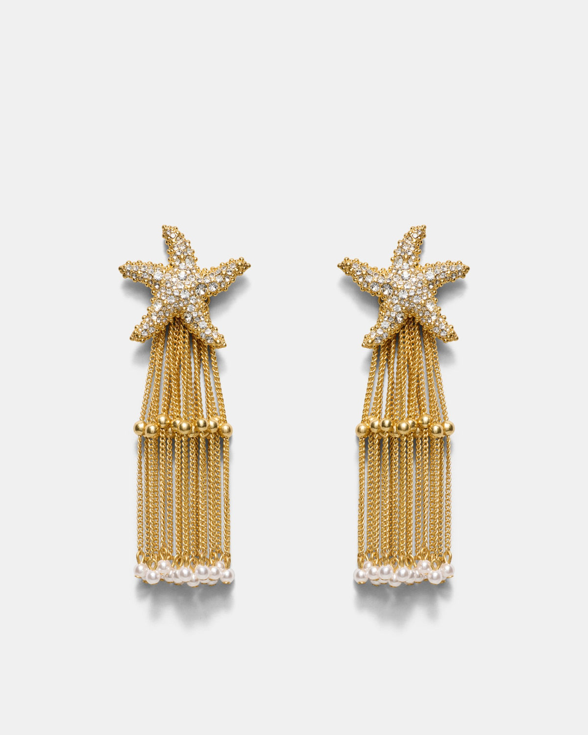 Starfish Fringe Earrings - Pearl