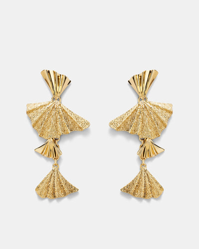 Fold Charm Drop Earrings - Gold