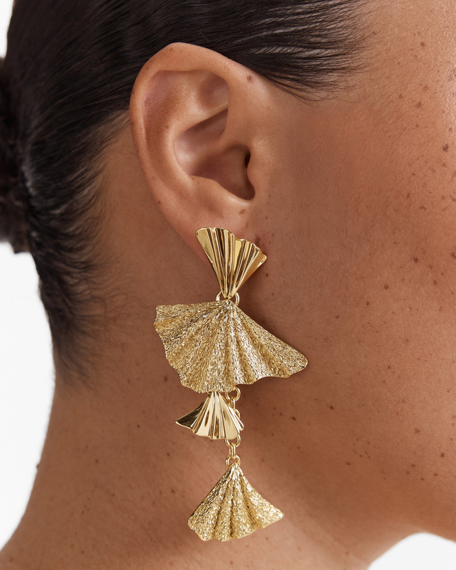 Fold Charm Drop Earrings - Gold