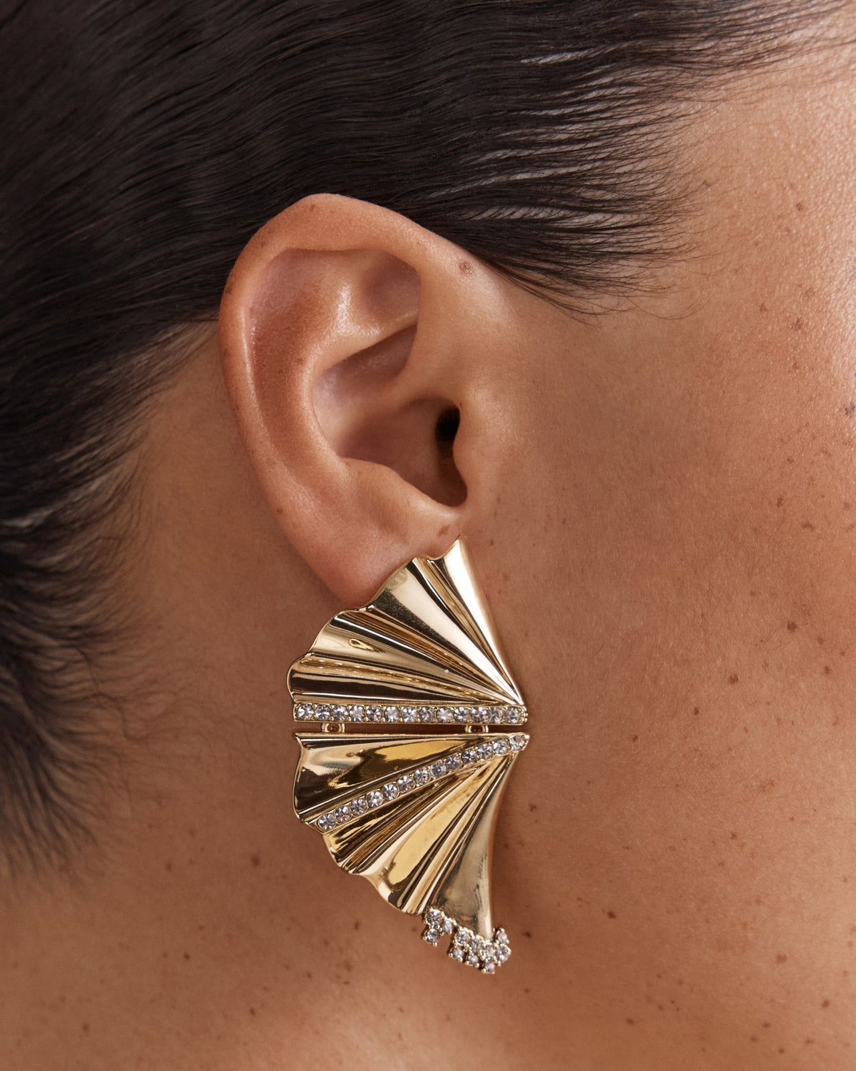 Fold Statement Earrings - Gold