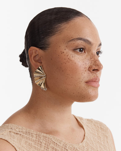 Fold Statement Earrings - Gold