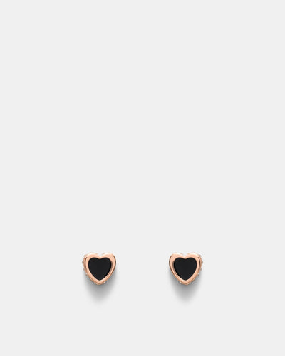 Lover Heart Earrings And Necklace Set - Black