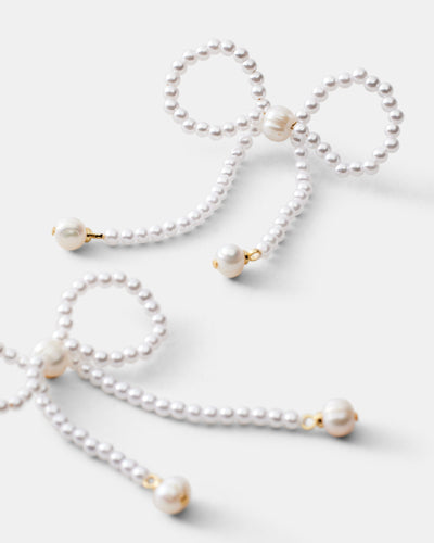 Glimmer Bow Earrings - Pearl