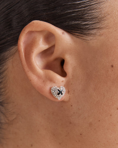 Adorbs Heart Stud Earrings - Black