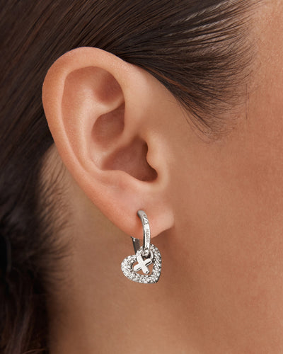Encanto Heart Hoop Earrings - Silver