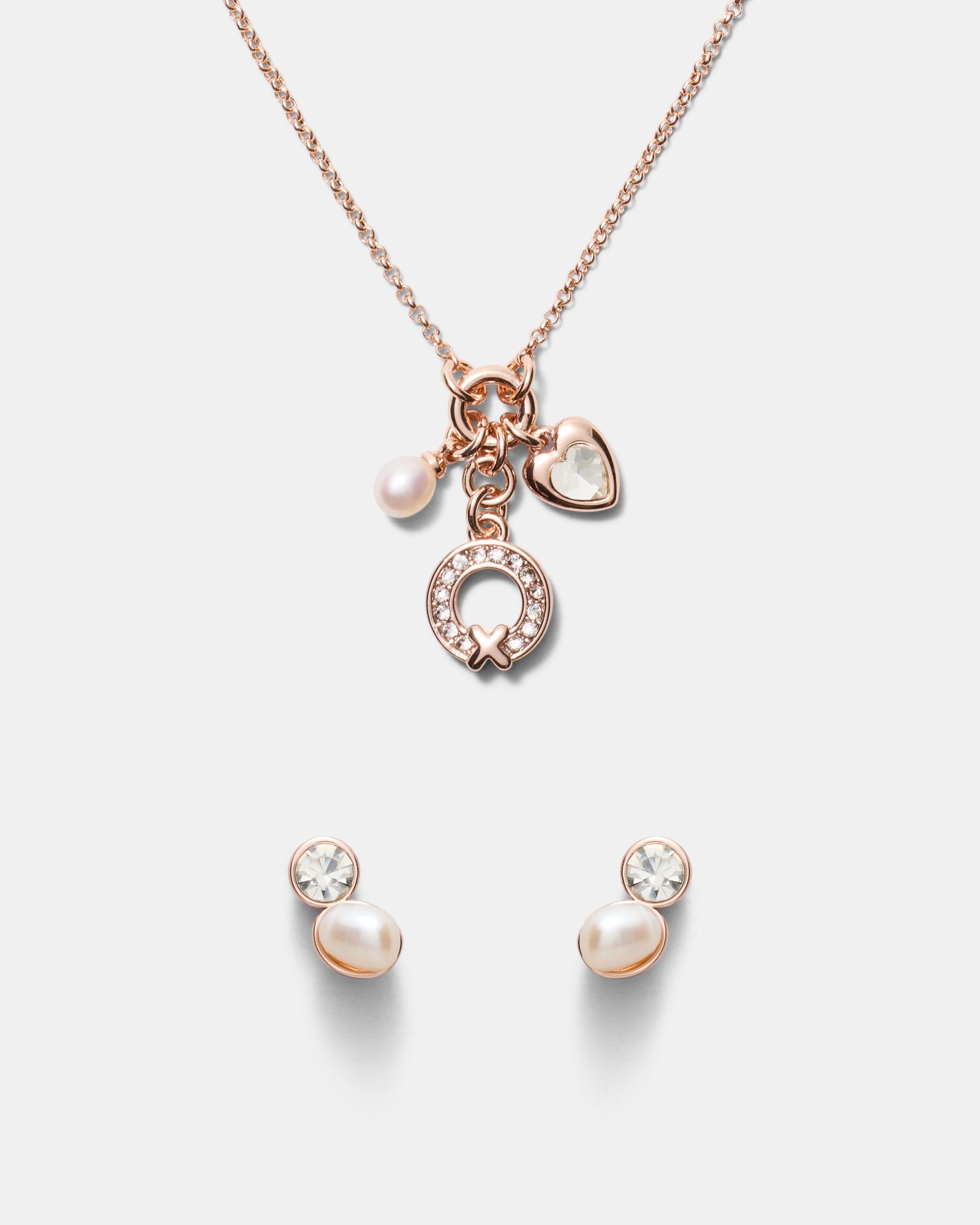 Encanto Earrings And Necklace Set - Rose Gold