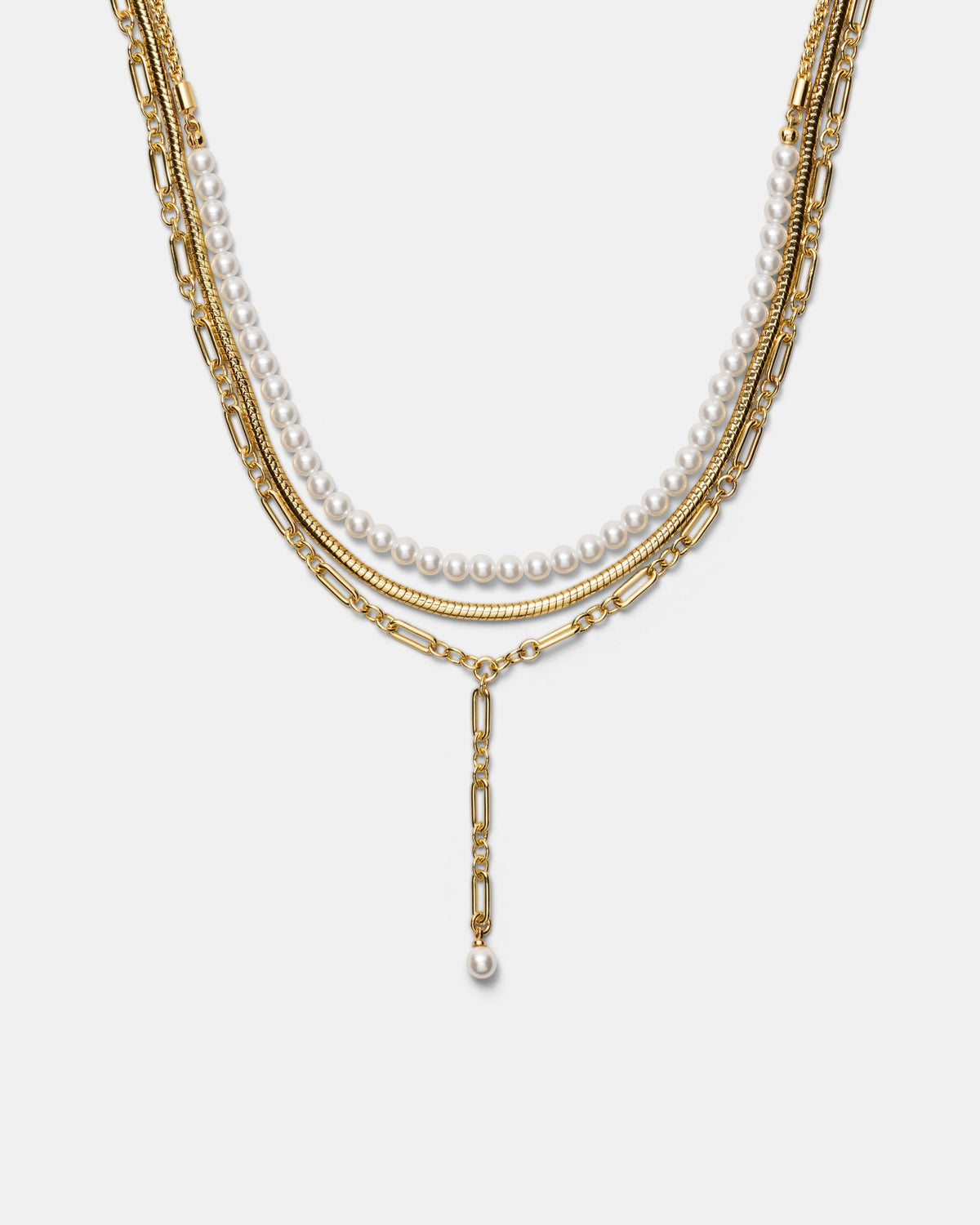 Stacked Lariat Necklace - Gold