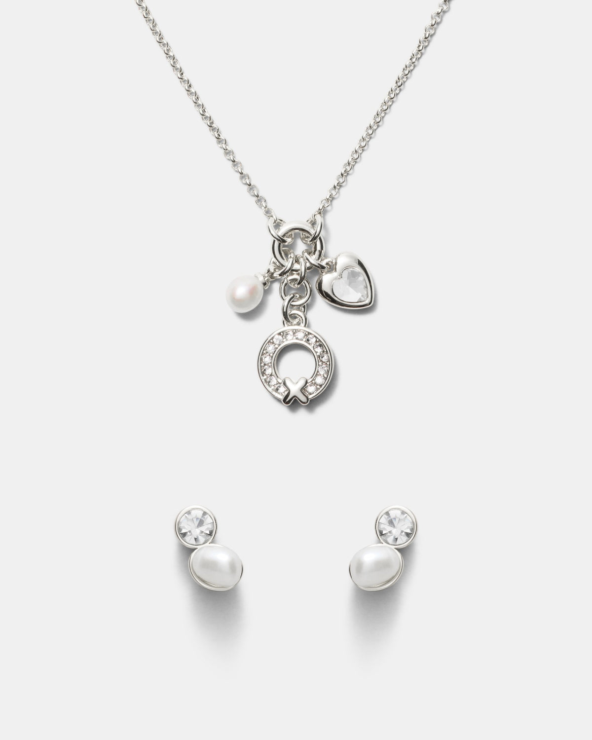 Encanto Earrings And Necklace Set - Silver