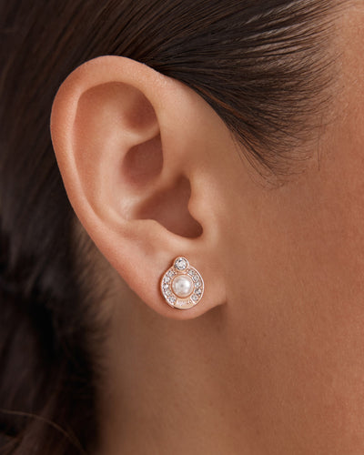 Encanto Pearl Stud Earrings - Rose Gold