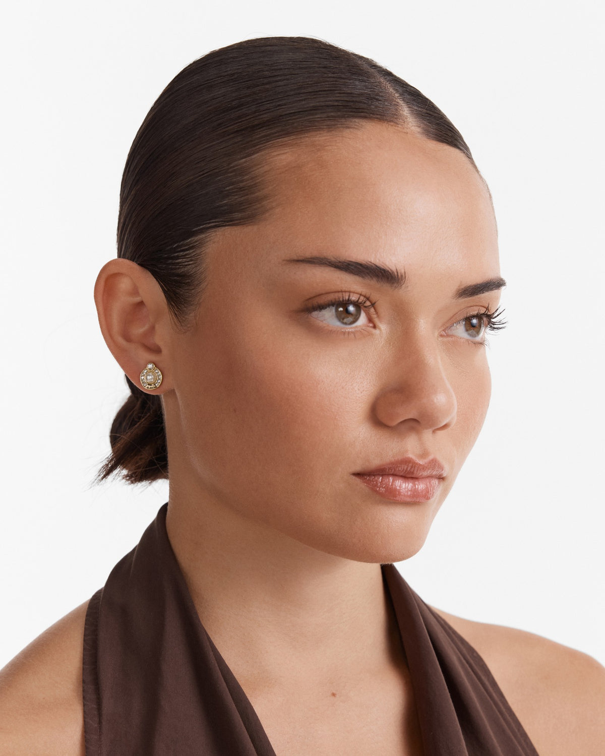 Encanto Pearl Stud Earrings - Gold