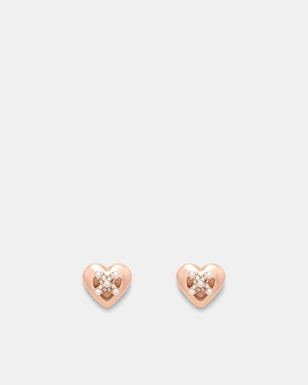 Classic Heart Stud Earrings - Rose Gold