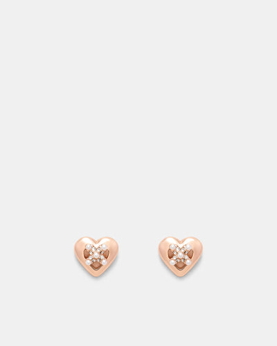 Classic Heart Stud Earrings - Rose Gold