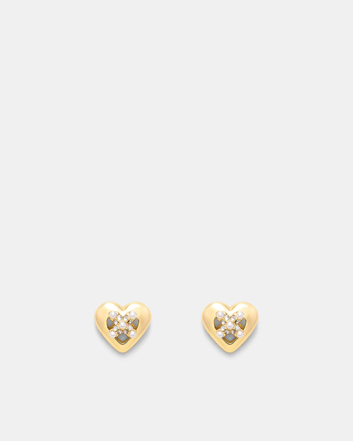 Classic Heart Stud Earrings - Gold