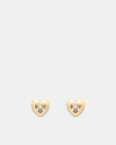 Classic Heart Stud Earrings - Gold
