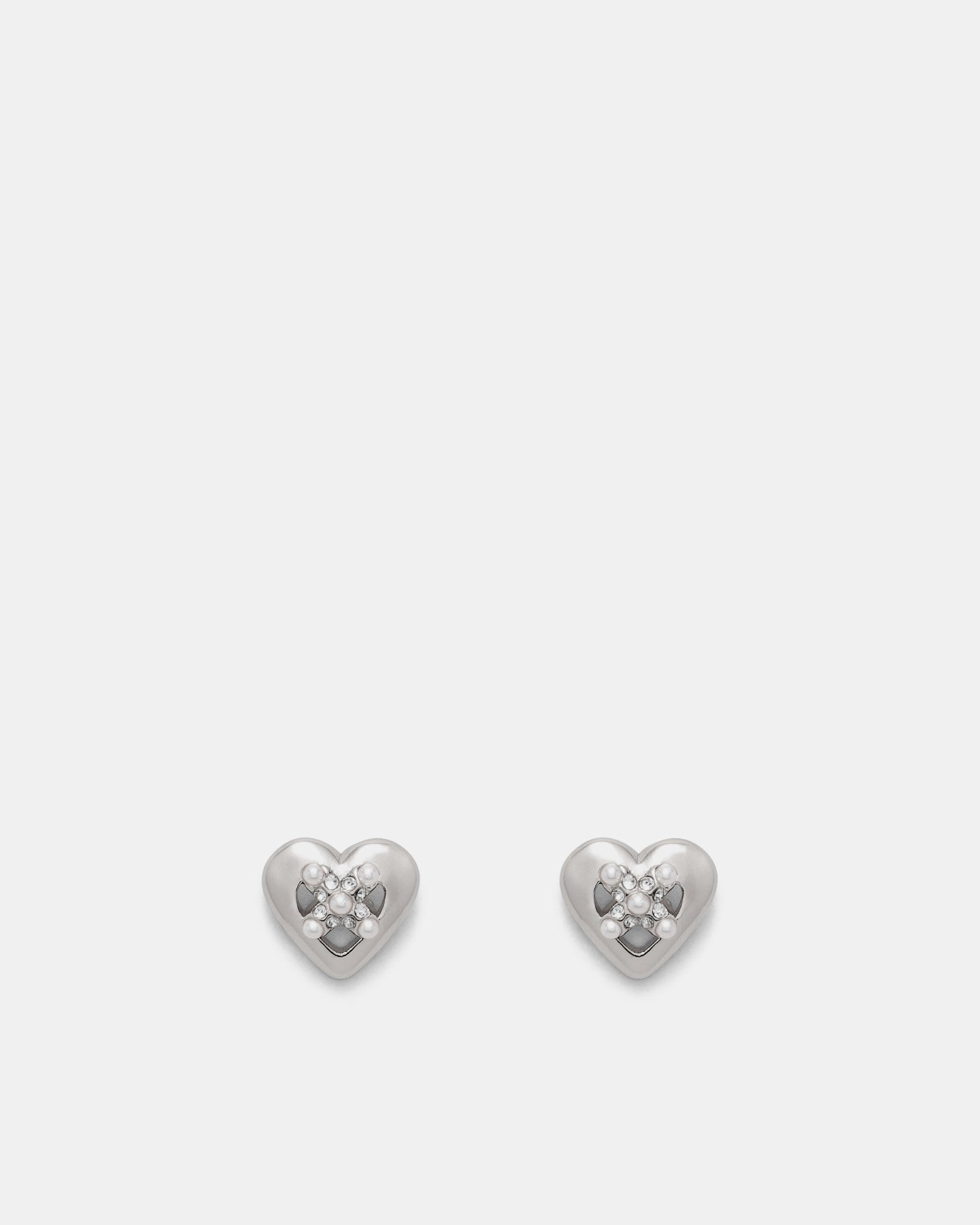 Classic Heart Stud Earrings - Silver