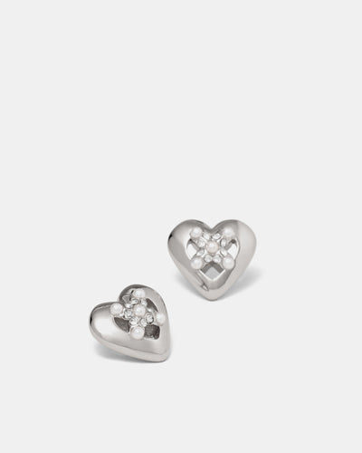 Classic Heart Stud Earrings - Silver