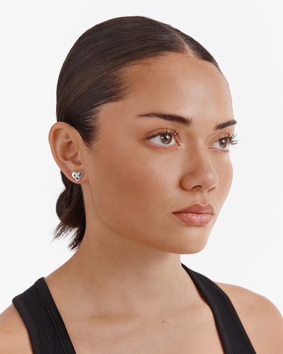 Classic Heart Stud Earrings - Silver
