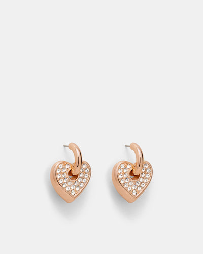 Lovely Charm Hoop Earrings - Rose Gold