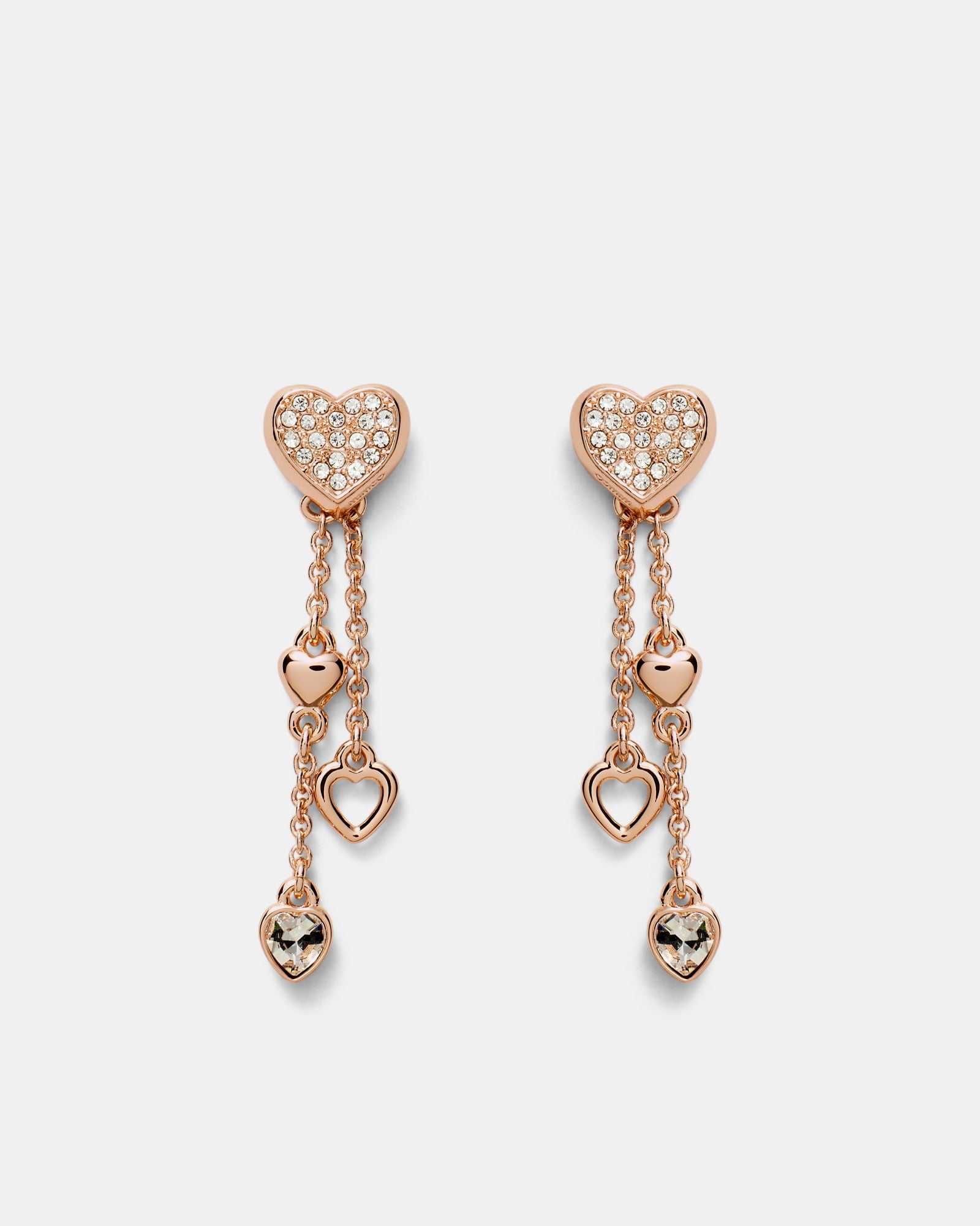 Lovely Heart Drop Earrings - Rose Gold