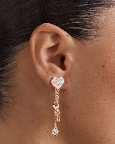 Lovely Heart Drop Earrings - Rose Gold