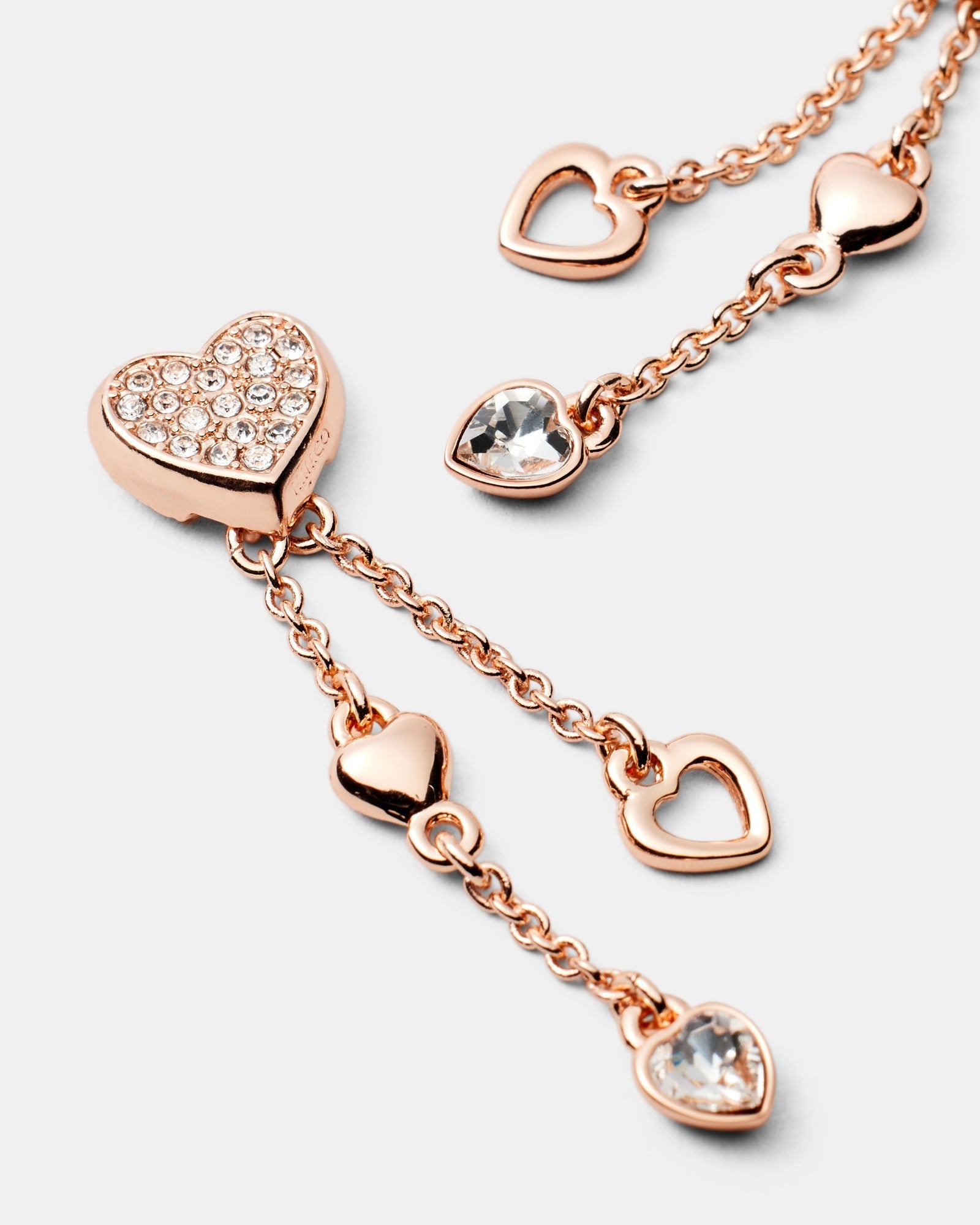 Lovely Heart Drop Earrings - Rose Gold