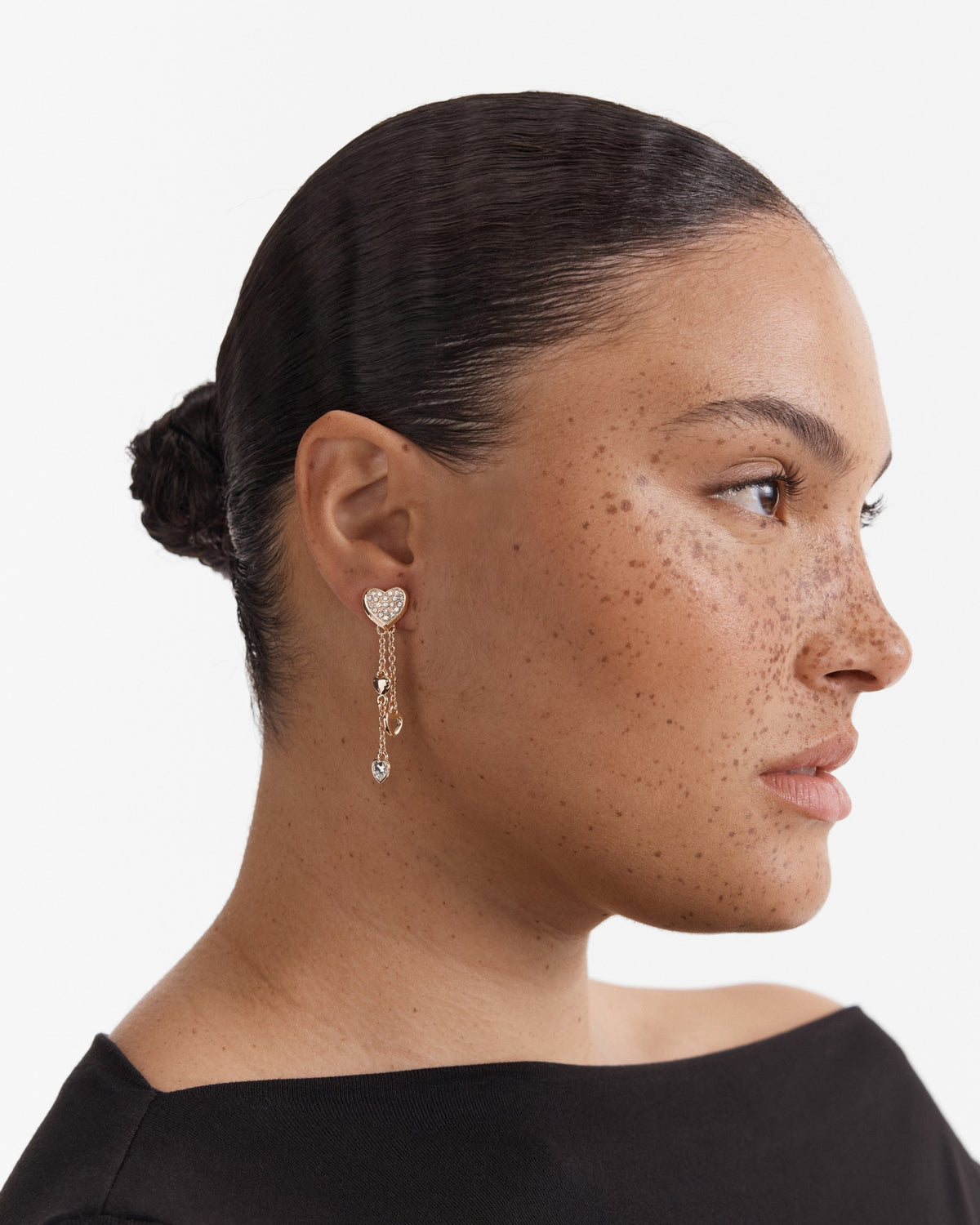 Lovely Heart Drop Earrings - Rose Gold
