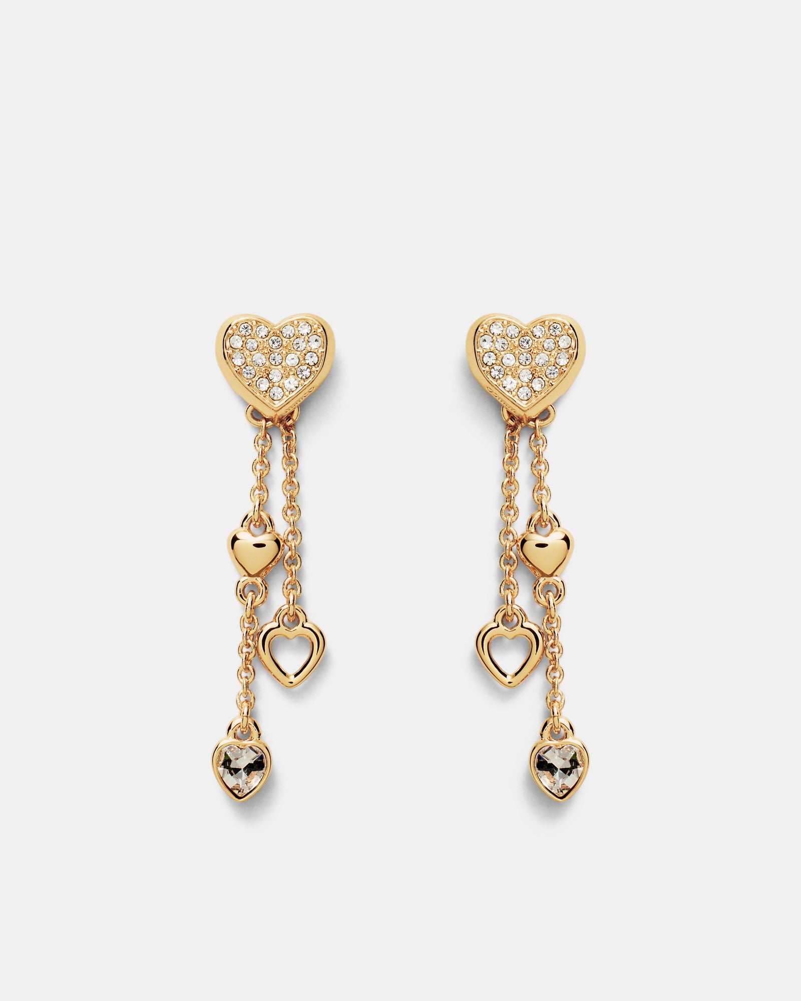 Lovely Heart Drop Earrings - Gold