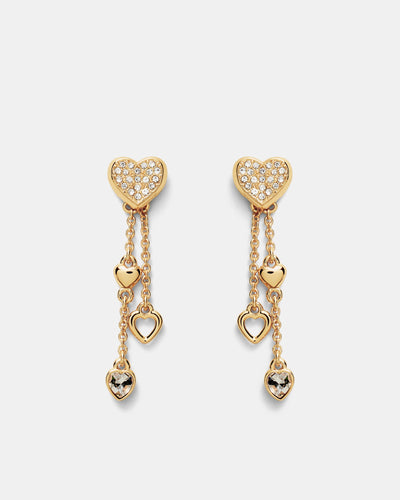 Lovely Heart Drop Earrings - Gold