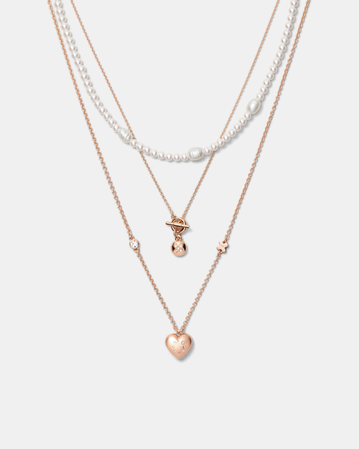 Lovely Trio Necklace - Rose Gold