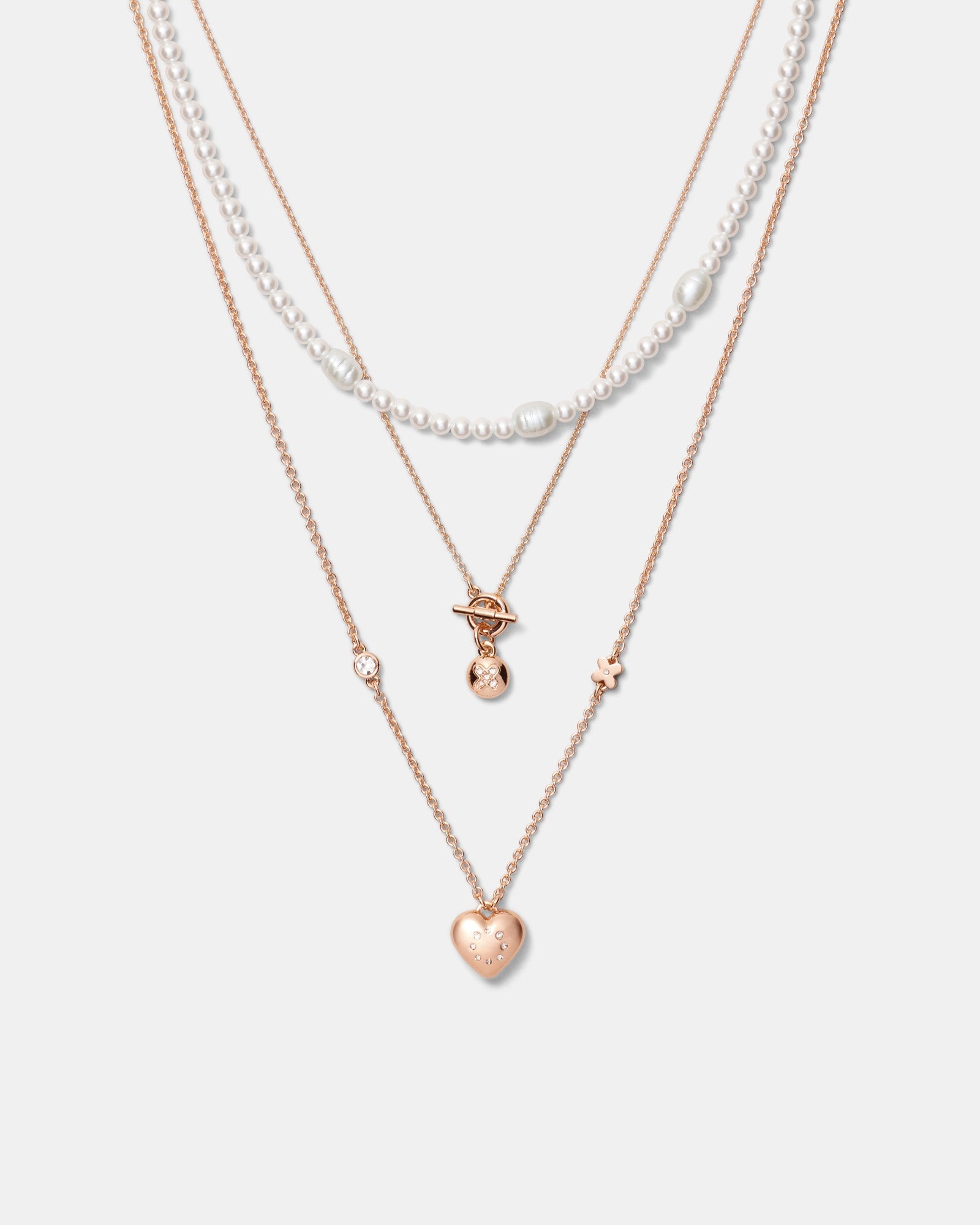 Lovely Trio Necklace - Rose Gold