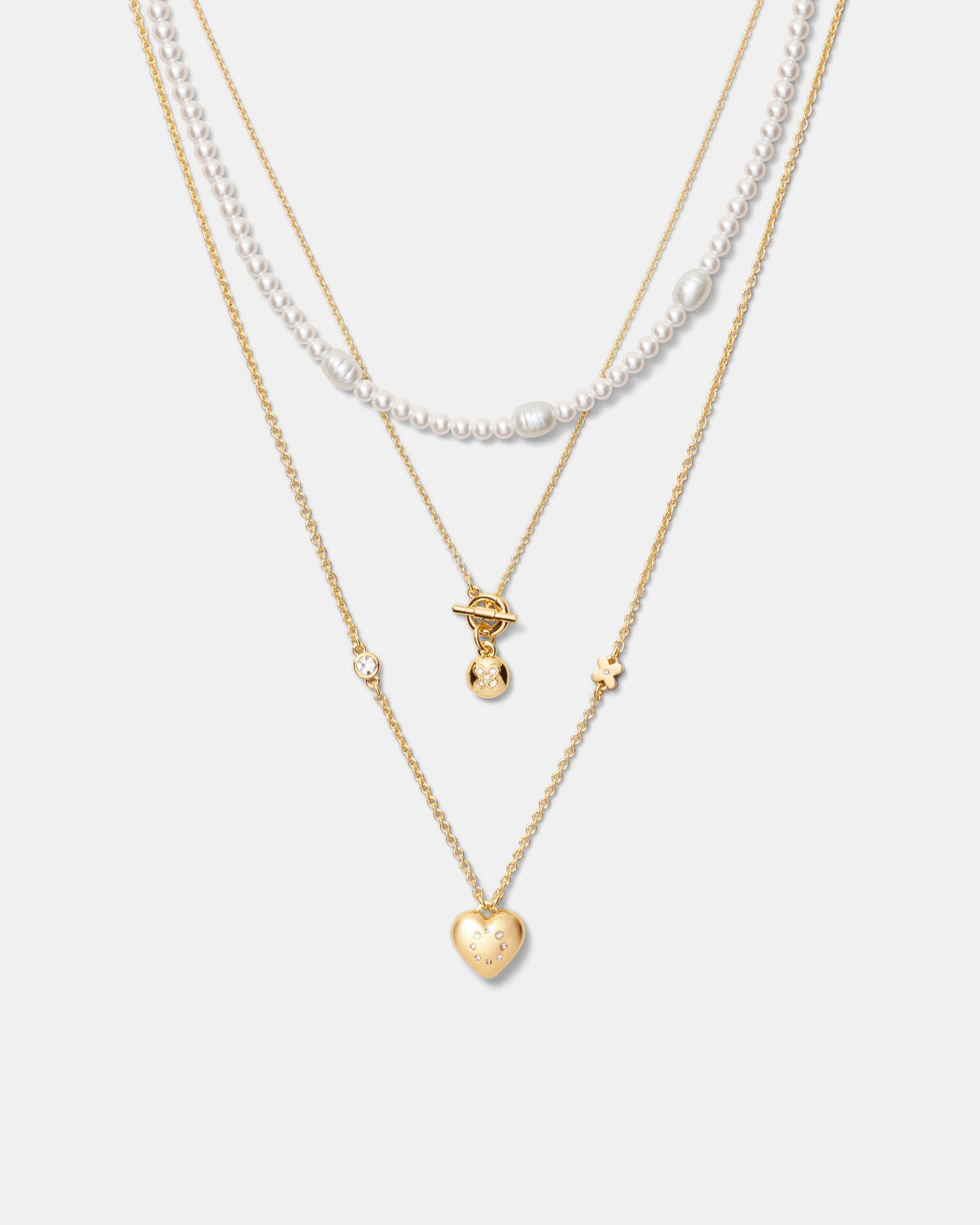 Lovely Trio Necklace - Gold