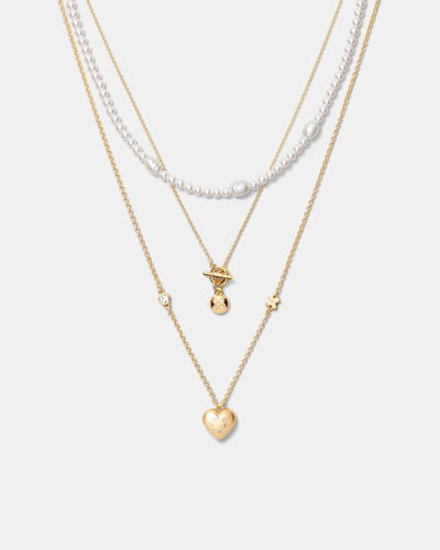 Lovely Trio Necklace - Gold