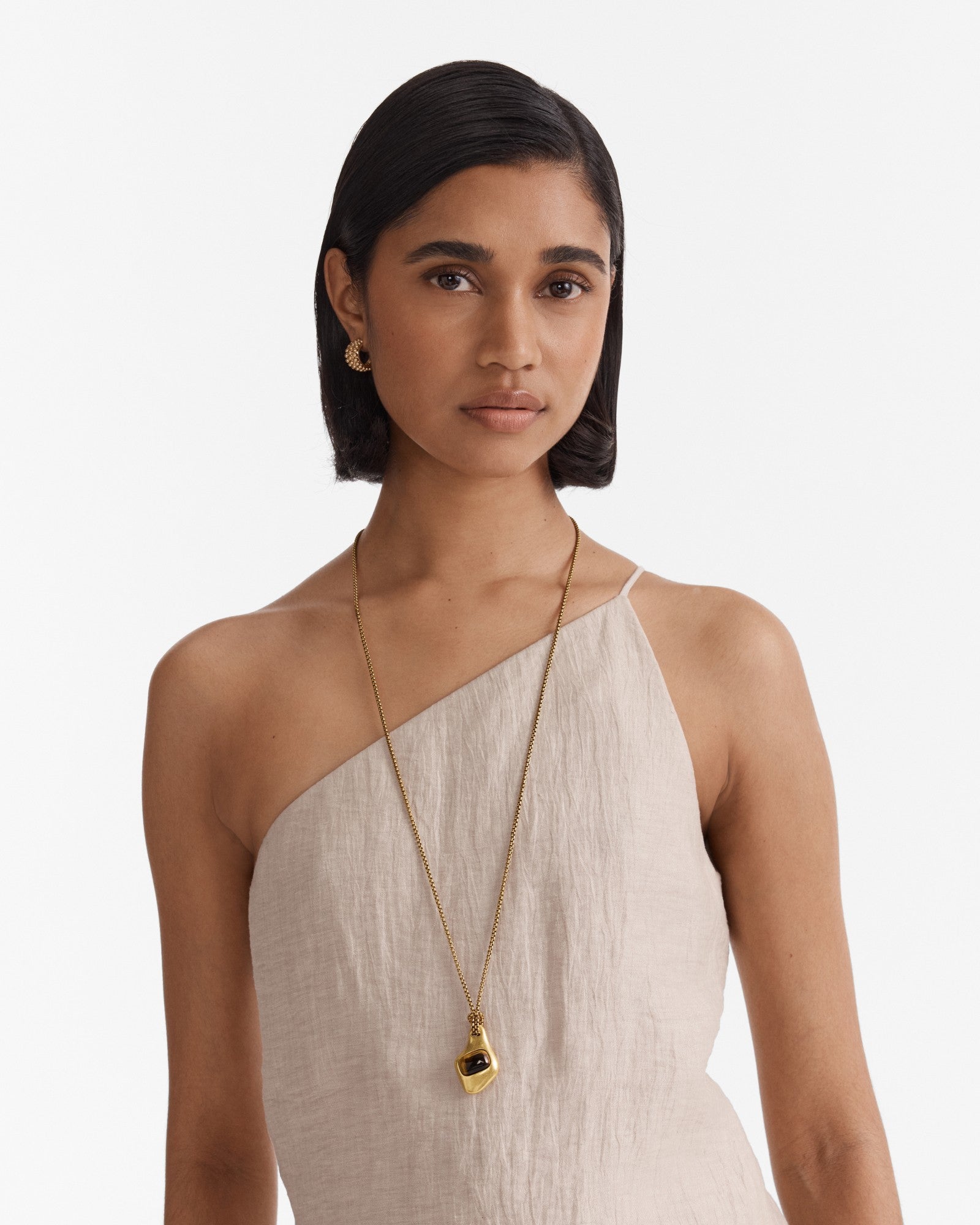 Pebble Long Necklace - Gold