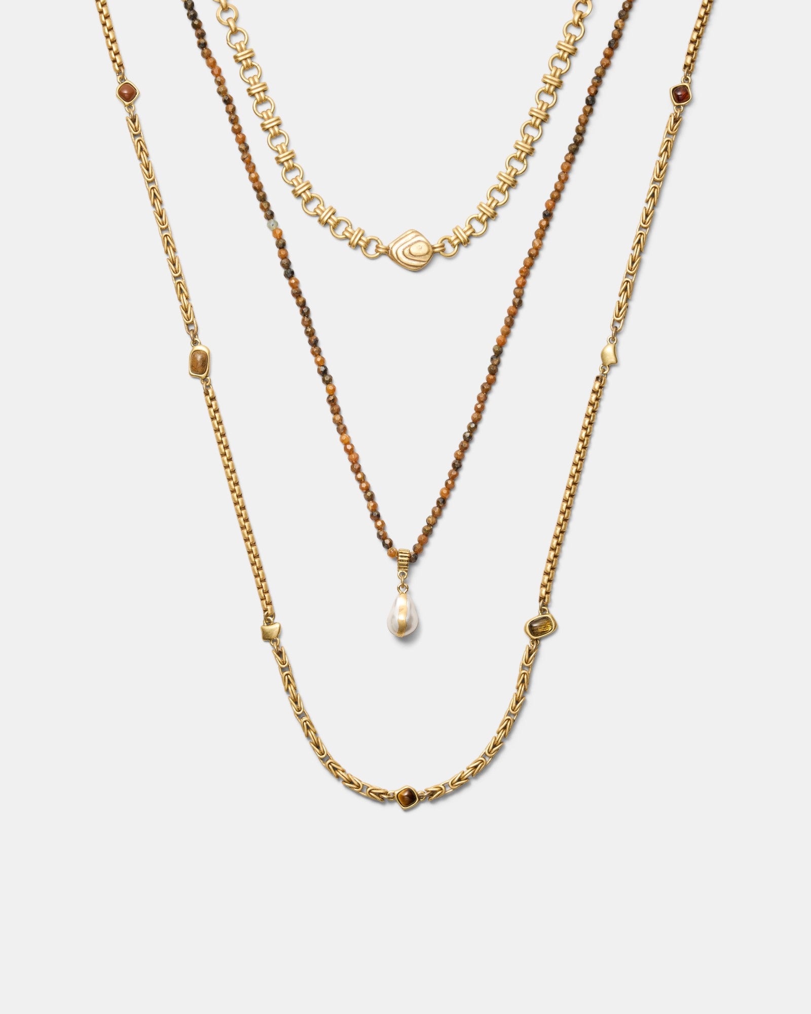 Pebble Trio Necklace - Caramel