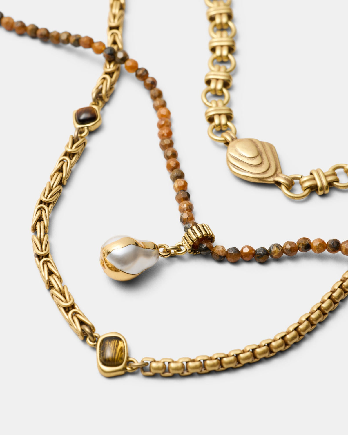 Pebble Trio Necklace - Caramel