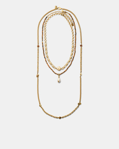 Pebble Trio Necklace - Caramel