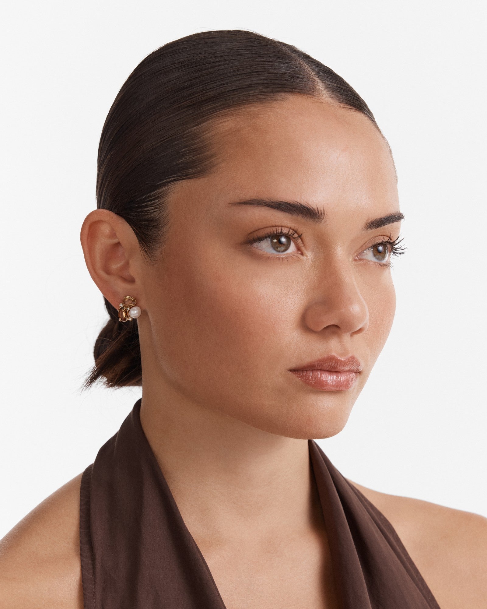 Goddess Stud Earrings - Caramel
