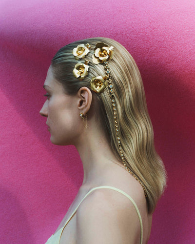 Flower Hair Clip Set - Gold