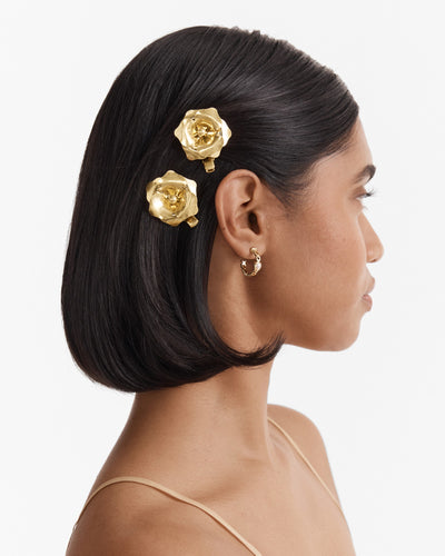 Flower Hair Clip Set - Gold