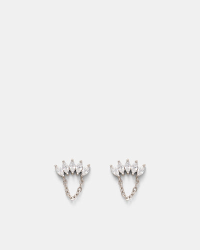 Flock Chain Stud Earrings - Silver