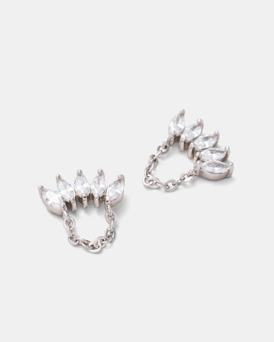 Flock Chain Stud Earrings - Silver