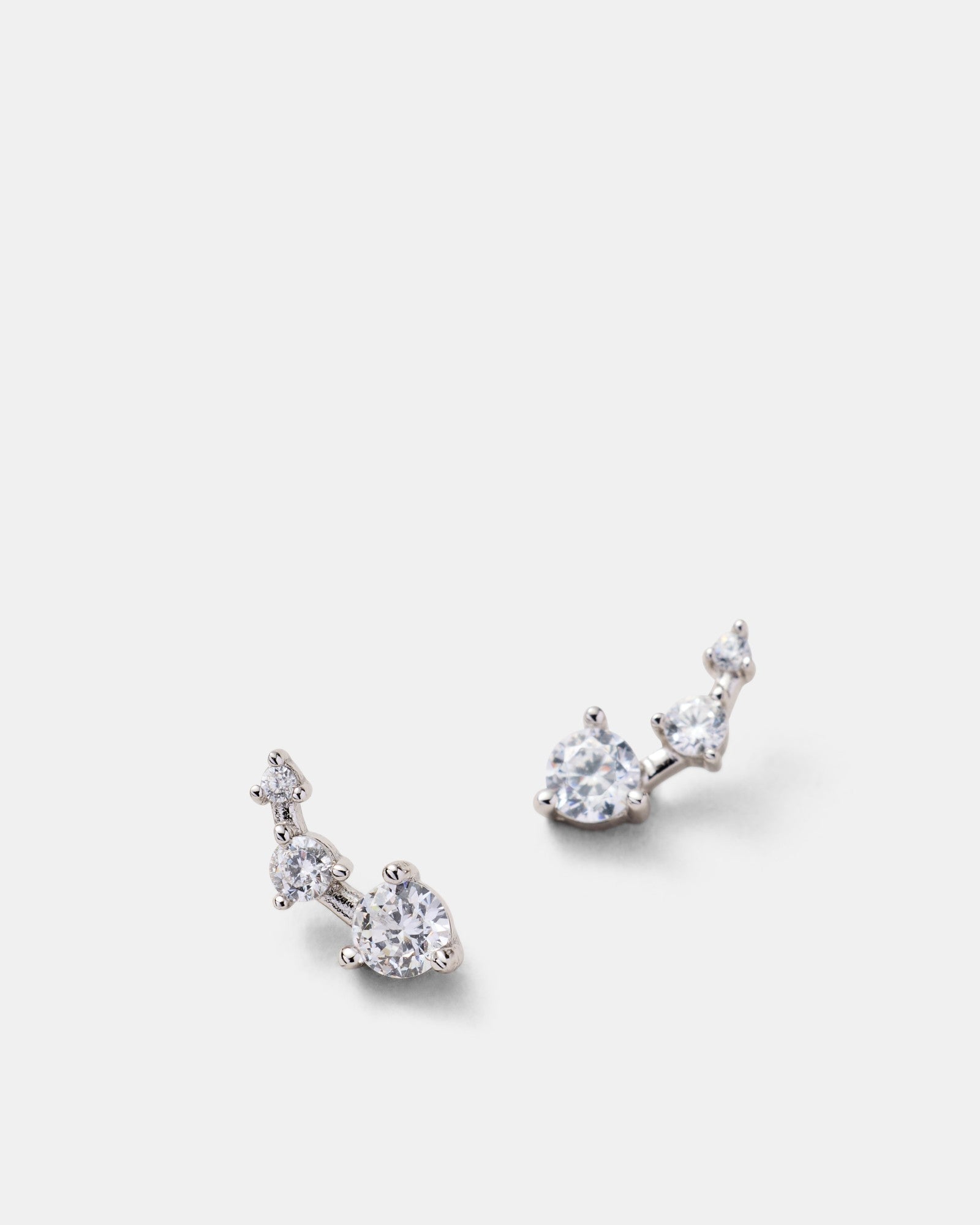 Flock Climber Stud Earrings - Silver