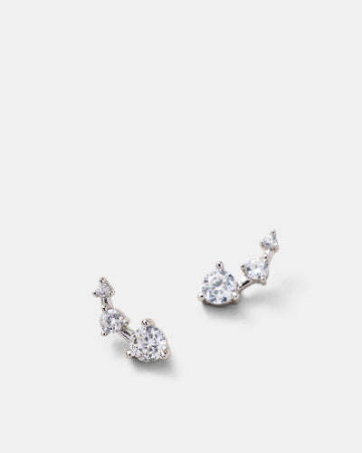 Flock Climber Stud Earrings - Silver