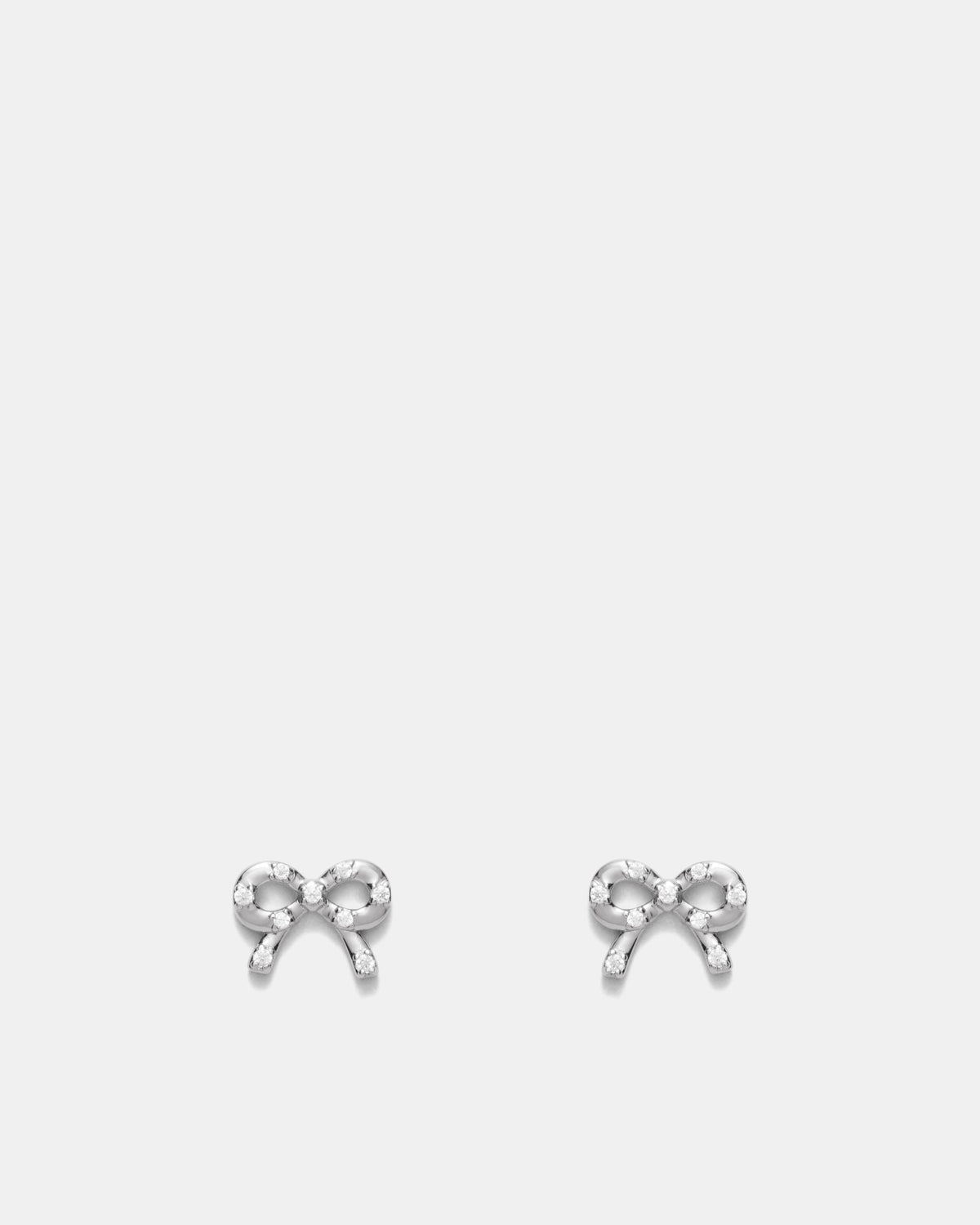 Baby Bow Stud Earrings - Silver
