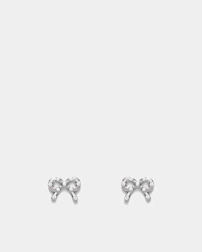 Baby Bow Stud Earrings - Silver
