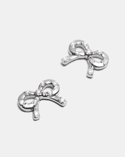 Baby Bow Stud Earrings - Silver