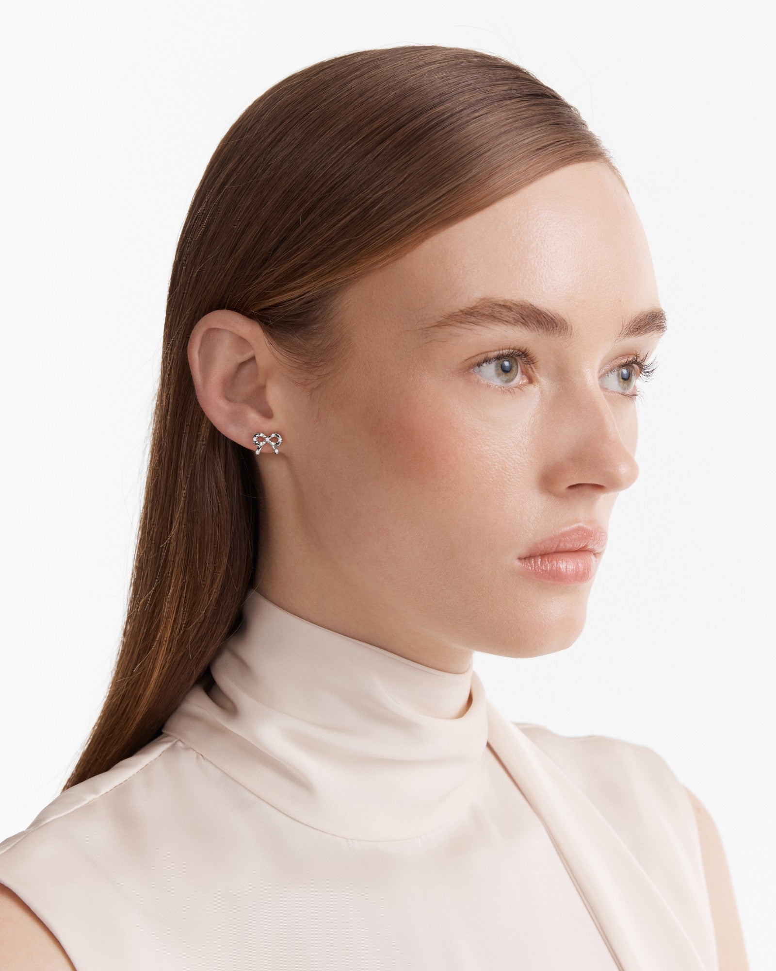 Baby Bow Stud Earrings - Silver